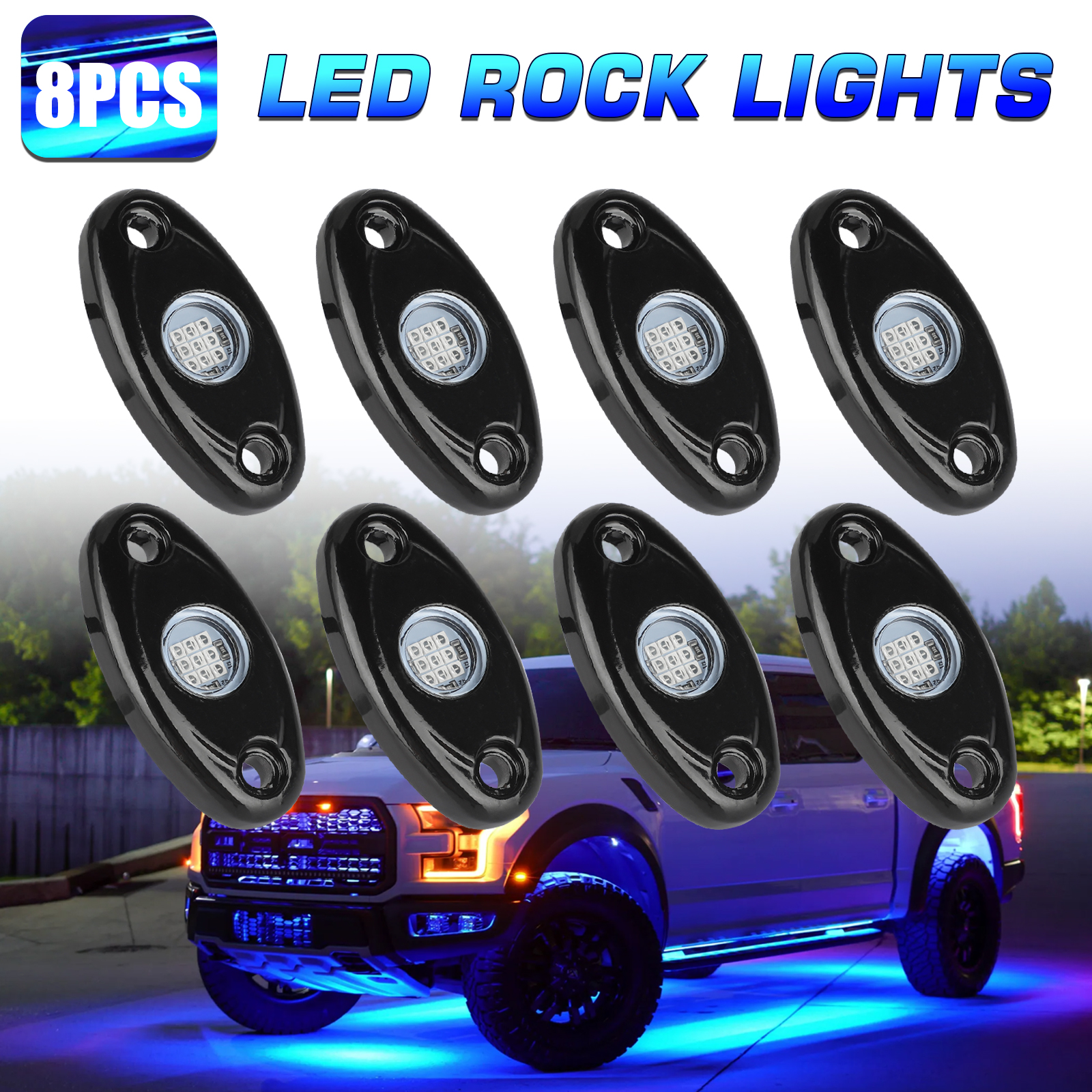 Éclairage Intérieur de Voiture LED Rock Light Éclairage de châssis de véhicule Tout-Terrain de SUV ATV de Camion Jeep Lumières décoratives Néons Underglow LED étanche Blanc 12V-4 Pièces