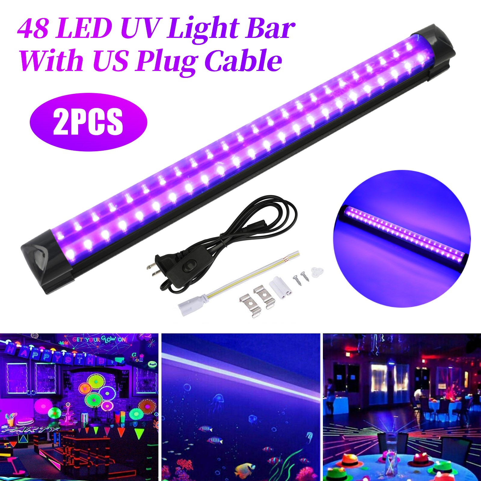 klep Bewijzen nieuws 48 LED UV Black Light Bar Fixtures Ultraviolet Blacklight Lamp Strip Party  Club | eBay