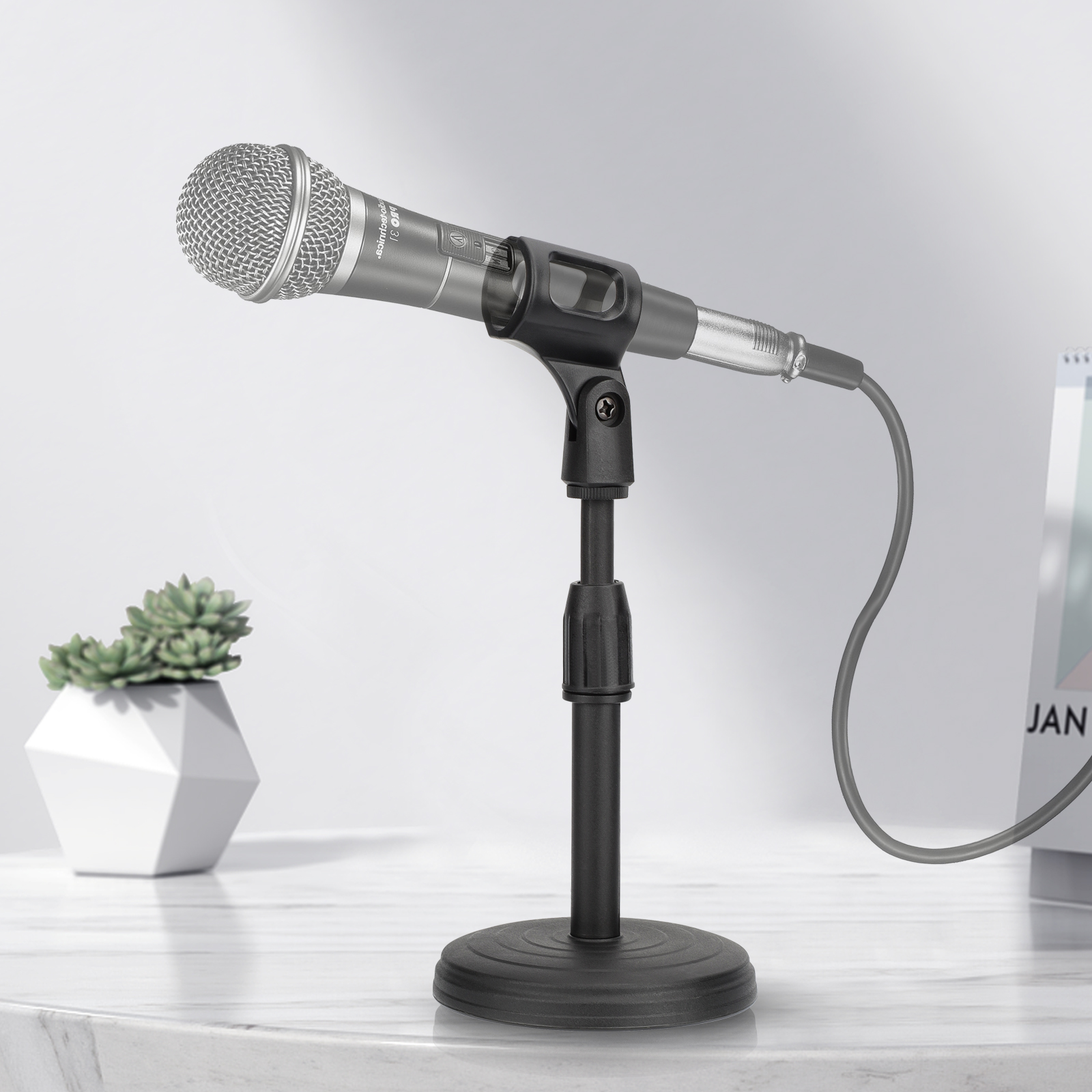 Adjustable Desktop Microphone Stand Lift & Lock Mic Holder for Home ...