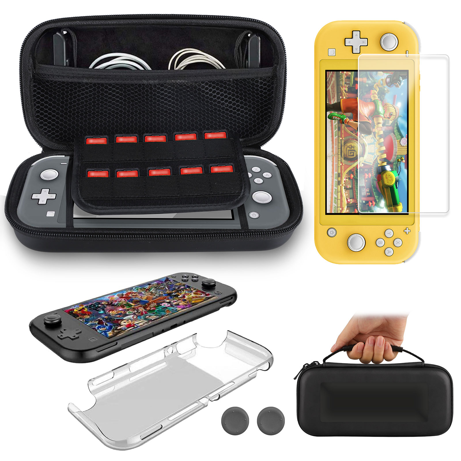 miniature 10 - For Nintendo Switch Lite Carrying Case Bag +Shell Cover+Tempered Glass Protector