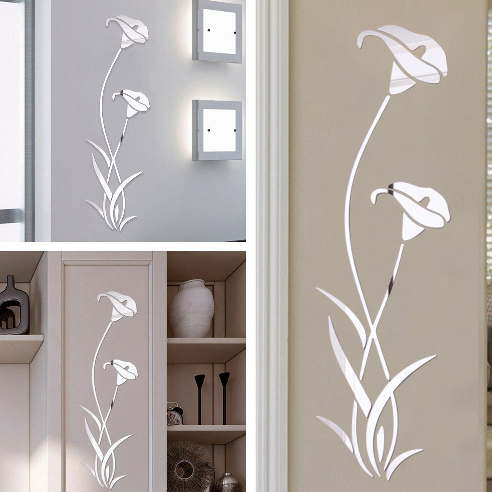 10 x 3D Acrylic Modern Mirror Decal Mural Wall Sticker Home Decor Removable DIY