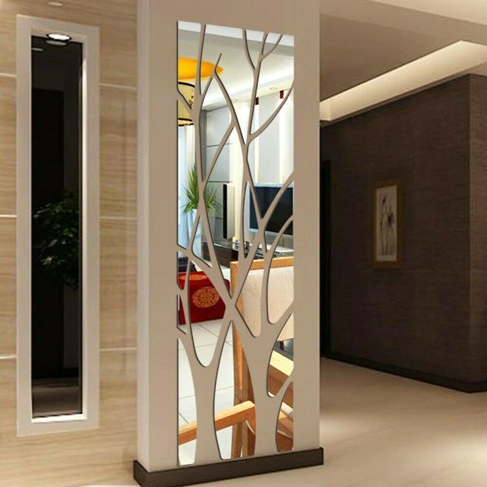 3D Mirror Tree Art Removable Wall Sticker Acrylic Mural Decal Home Room Decor