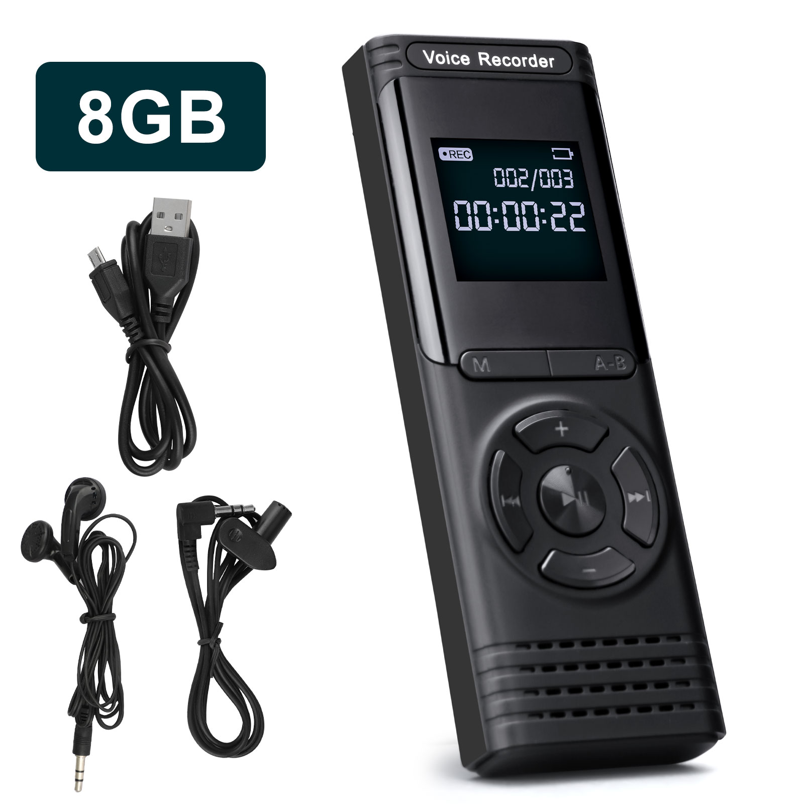 8G Voice Recorder Audio Mini Magnétophone de Réduction du Bruit de Haute Qualité Lécran Couleur Petit MP3 Lecteur avec Microphone Dictaphone Enregistreur Numérique 
