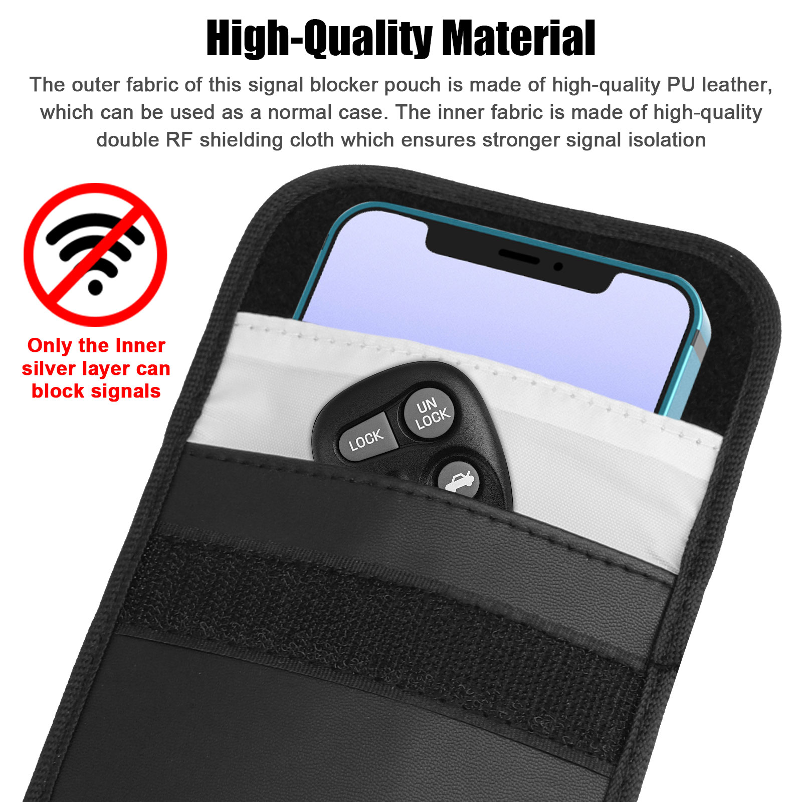 2PCS RFID Signal Blocking Faraday Bag Cell Phone Wallet Blocker ...
