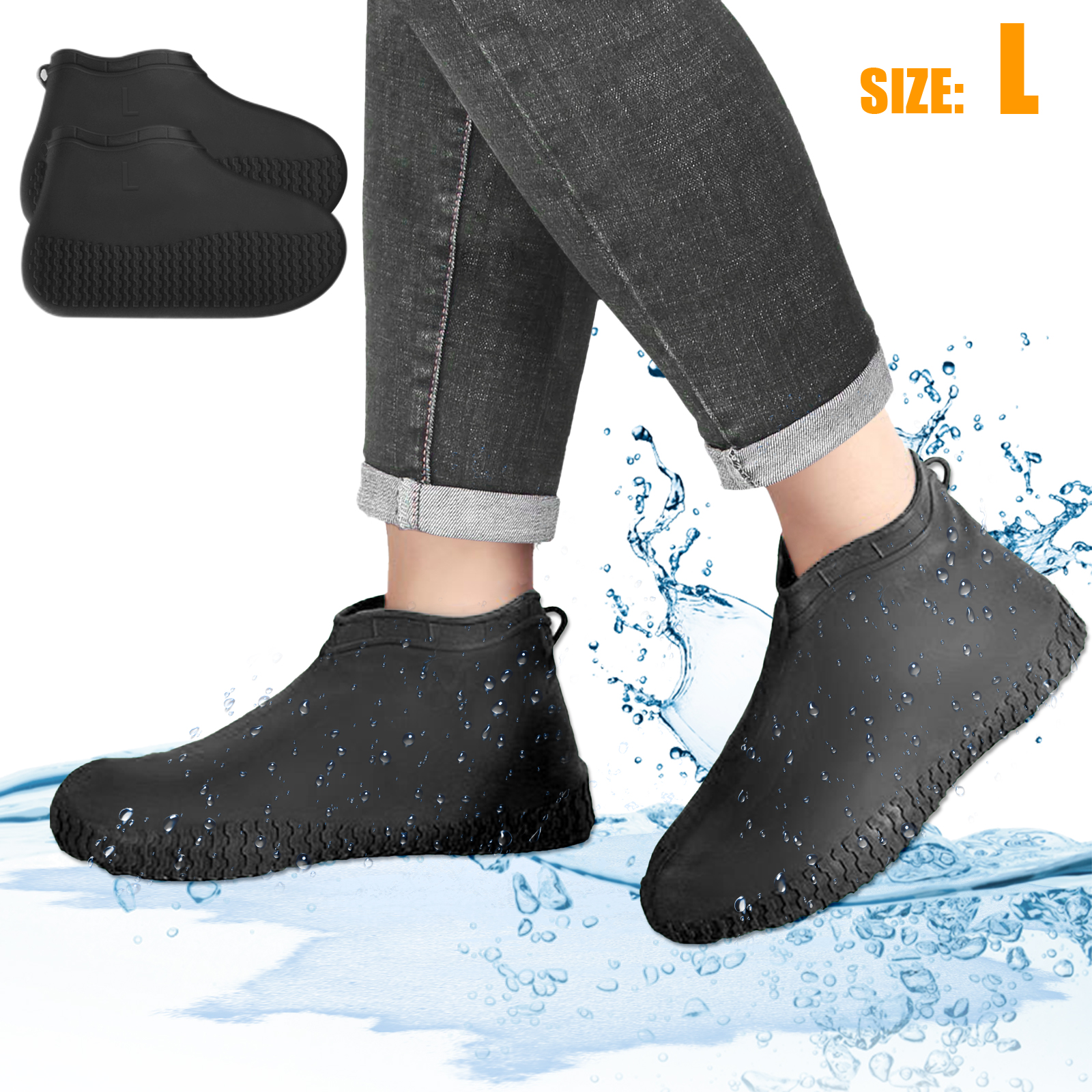 M/L/XL Adults Reusable Waterproof Rain Shoes Overshoes Anti-Slip Covers 