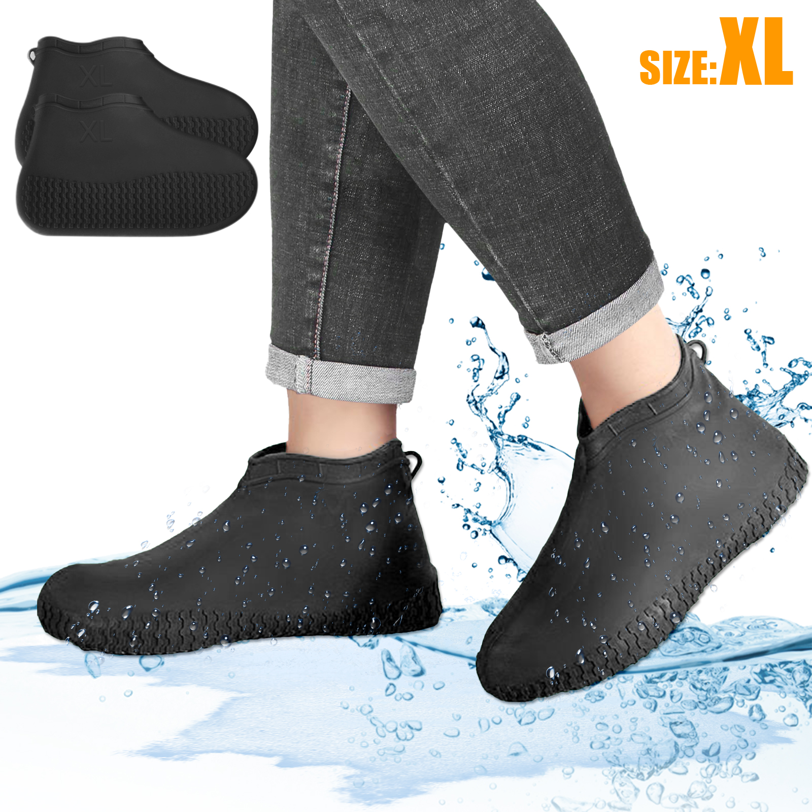 Silicone Reusable Rain Gear Boots Snow Shoe Covers Waterproof Shoes Overshoes YO 